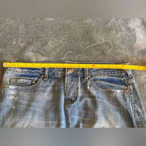 Free People Tire Swing Distressed Denim Mini Skirt Sz 10us - Picture 7 of 9